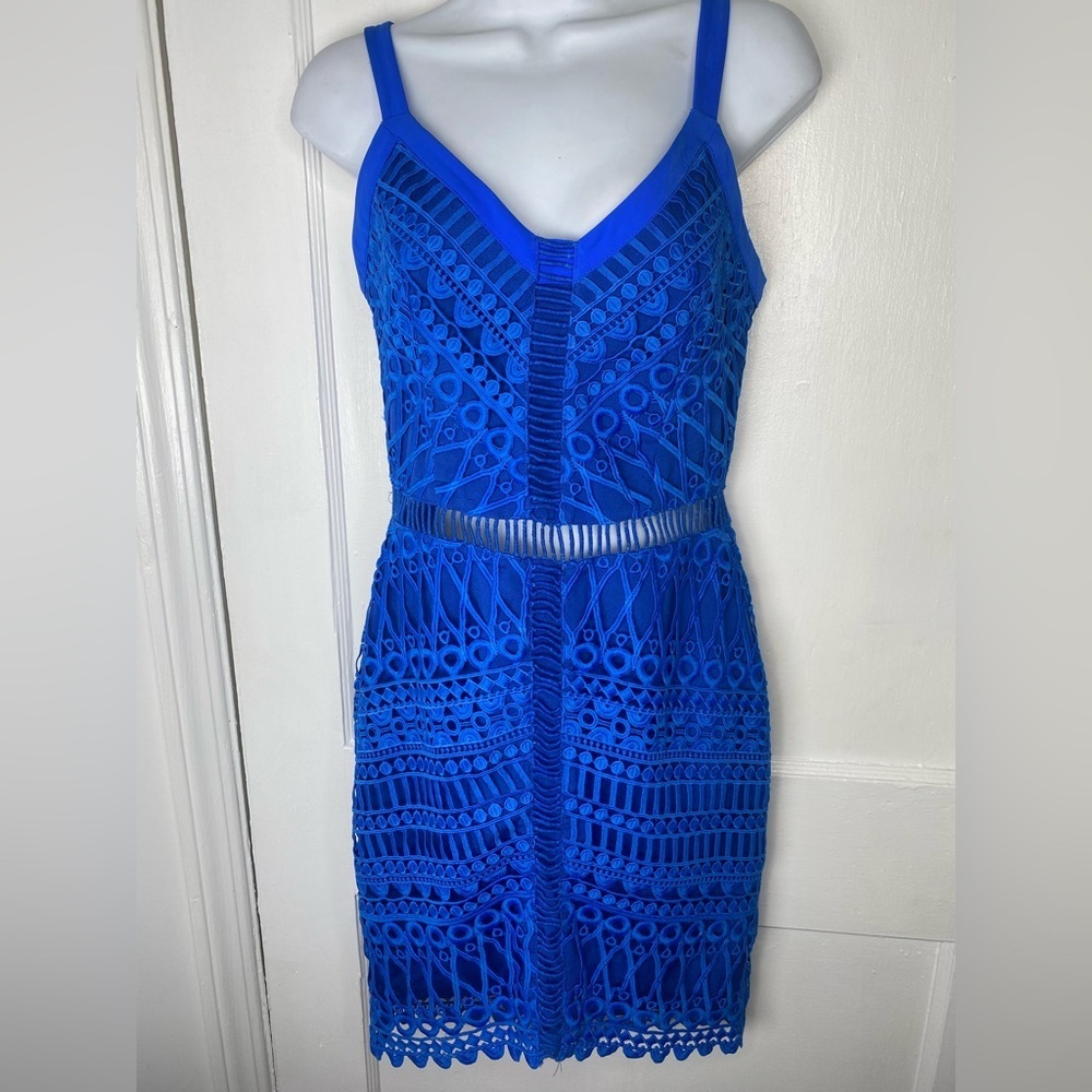 Adelyn Rae Cobalt Blue Lace Detail Dress See Measurements